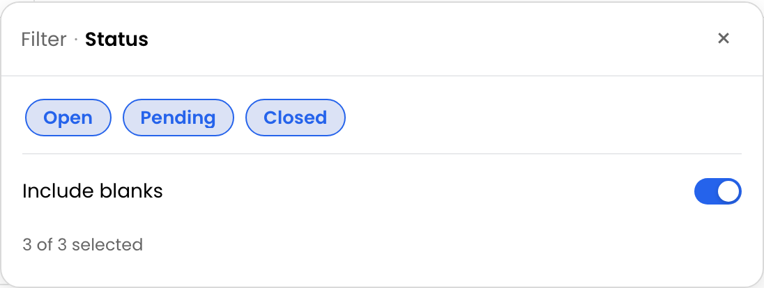 Chip and Badge Toggles filter with visual status options