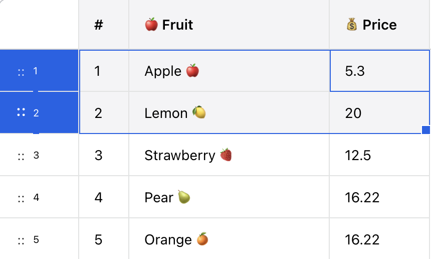 Row Advanced Drag and Drop